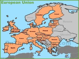Mappa dei paesi dell'Unione Europea