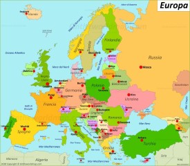 Mappa dell'Europa con le capitali