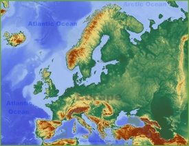 Mappa fisica dell'Europa