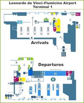 Fiumicino- Mappa del Terminale 1 dell'aeroporto