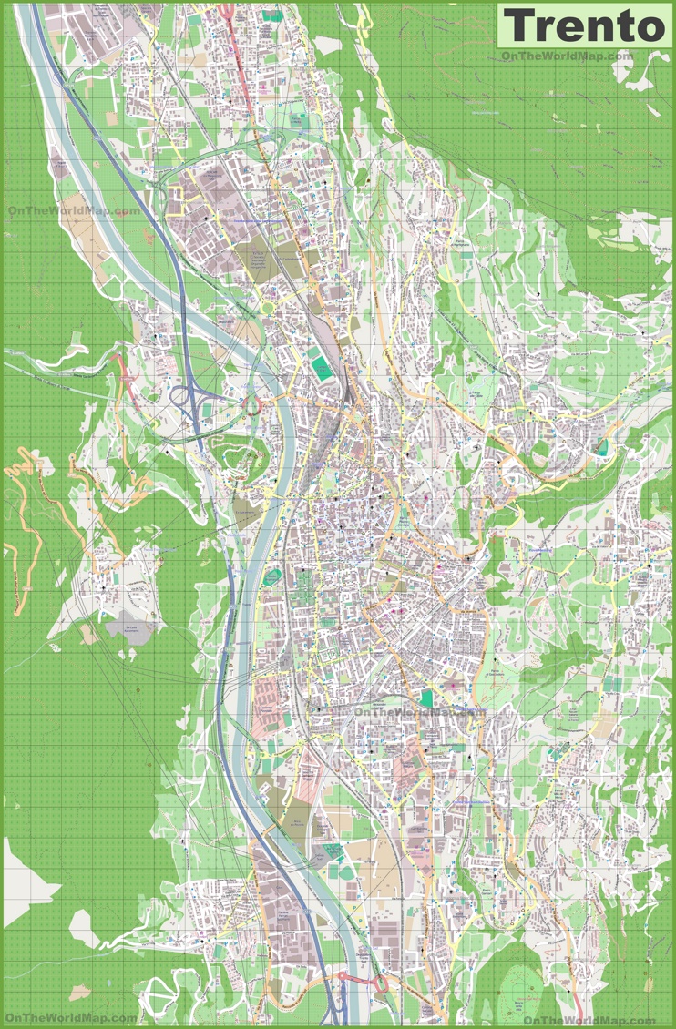 Grande mappa dettagliata di Trento