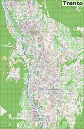 Grande mappa dettagliata di Trento