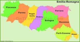 Emilia-Romagna - Mappa con province