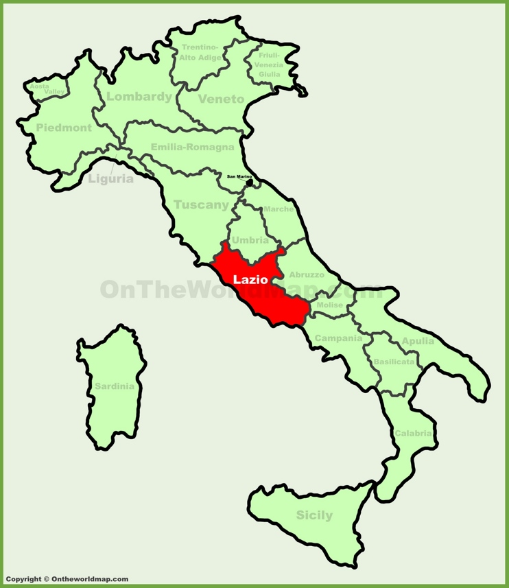 Lazio sulla mappa dell'Italia