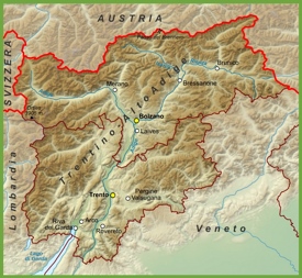 Trentino-Alto Adige - mappa fisica