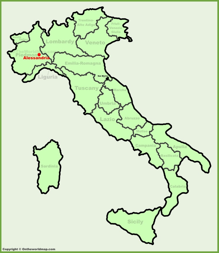 Alessandria sulla mappa dell'Italia