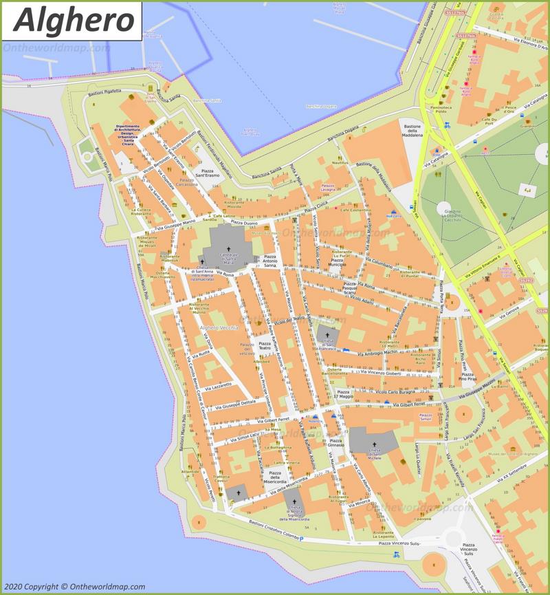Alghero - Mappa della città vecchia