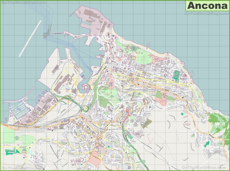 Grande mappa dettagliata di Ancona