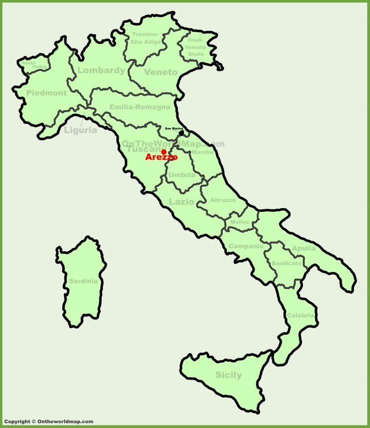 Arezzo sulla mappa dell'Italia