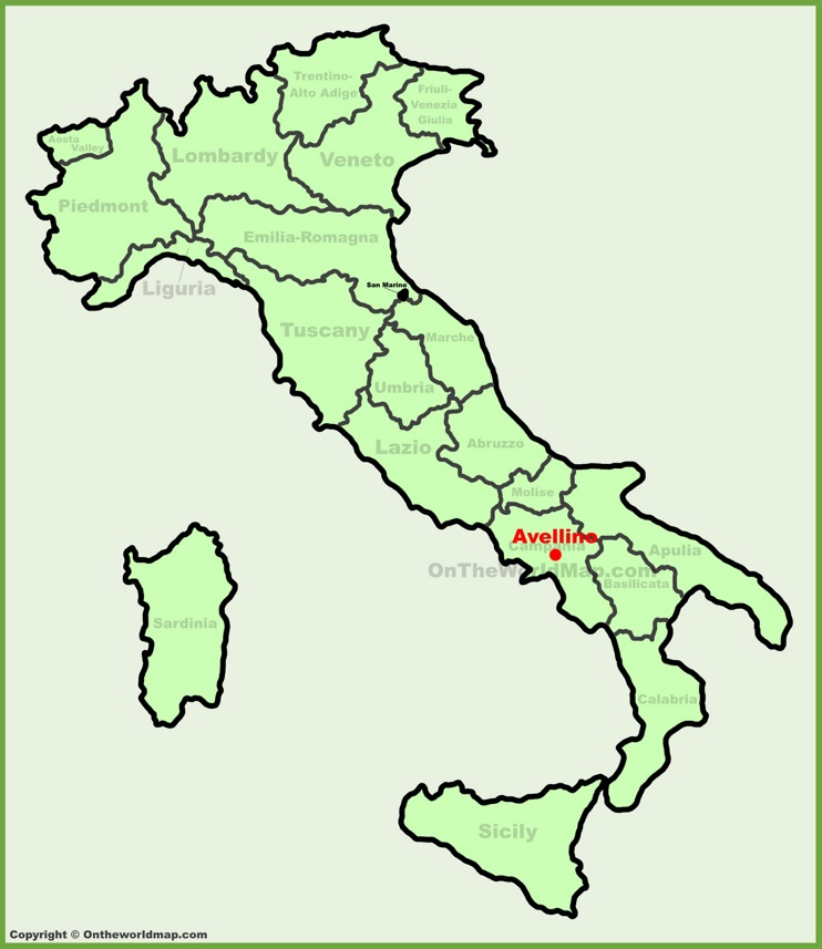 Avellino sulla mappa dell'Italia