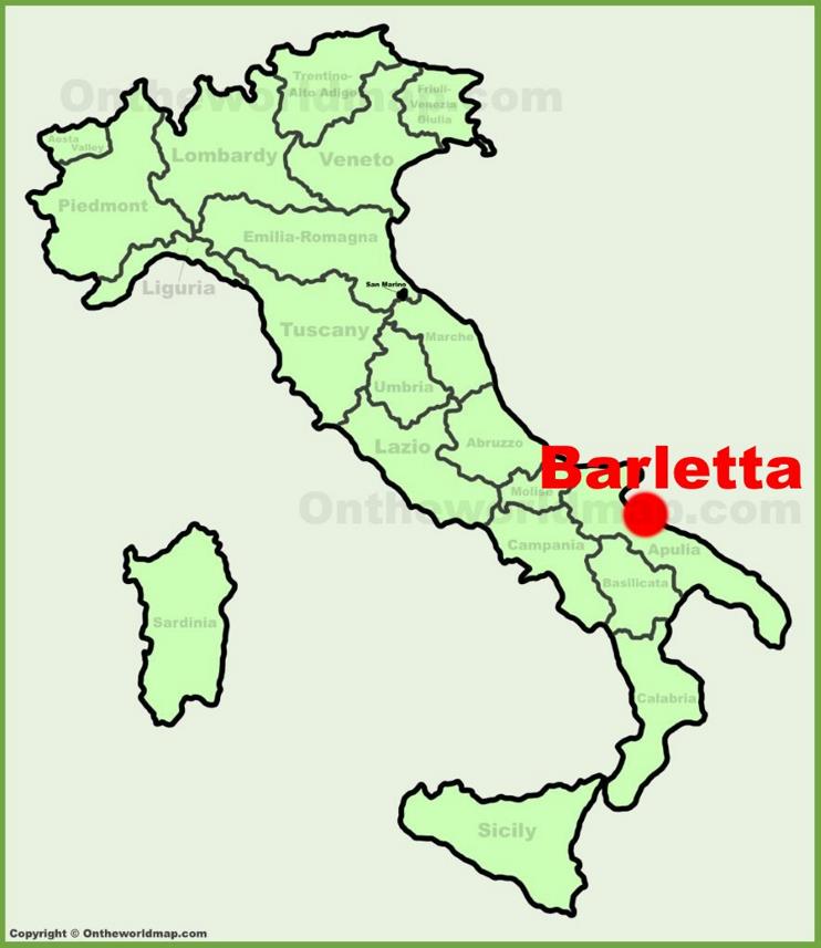Barletta sulla mappa dell'Italia