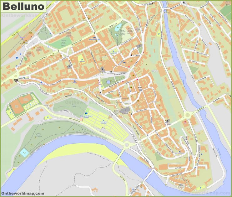 Belluno - Mappa della città vecchia