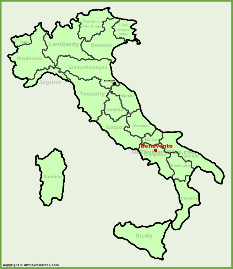 Benevento sulla mappa dell'Italia