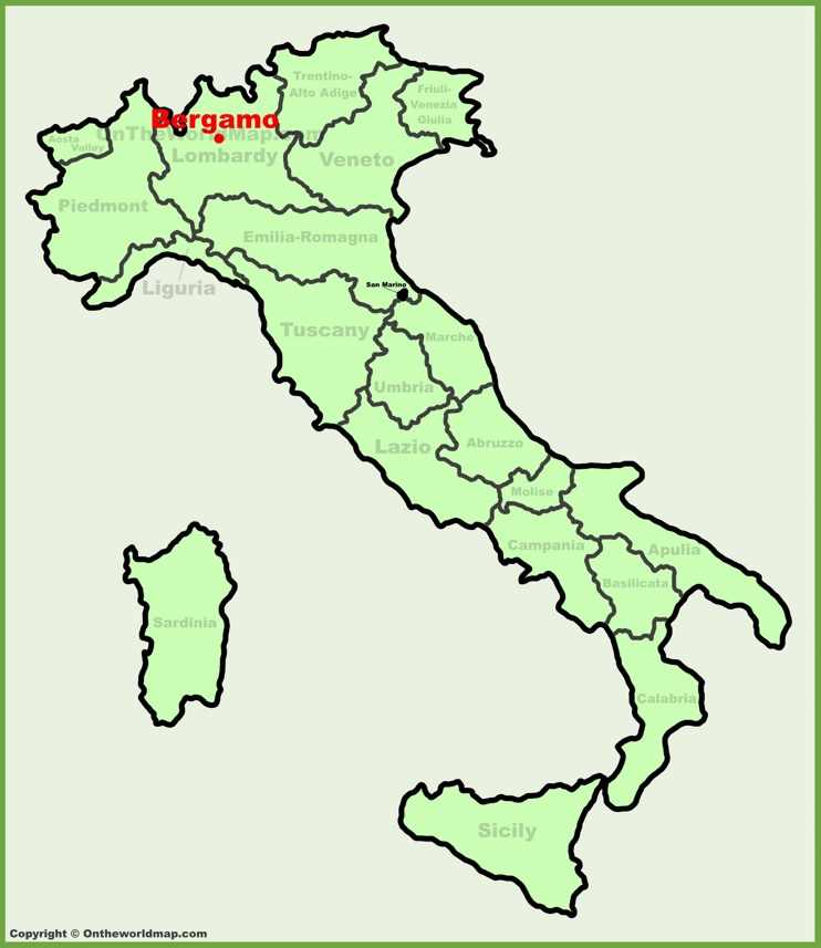 Bergamo sulla mappa dell'Italia