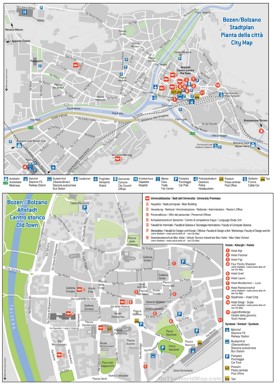 Bolzano - Mappa con Alberghi