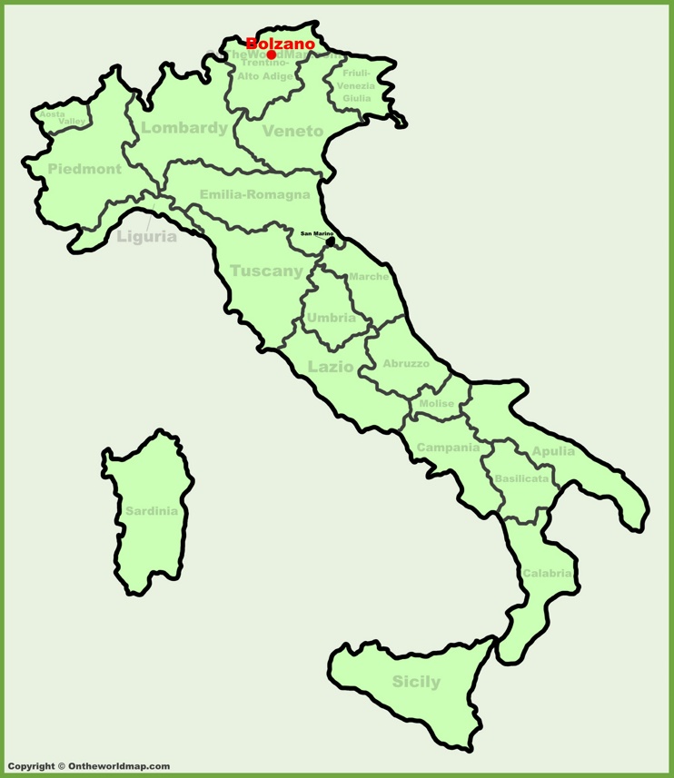 Bolzano sulla mappa dell'Italia