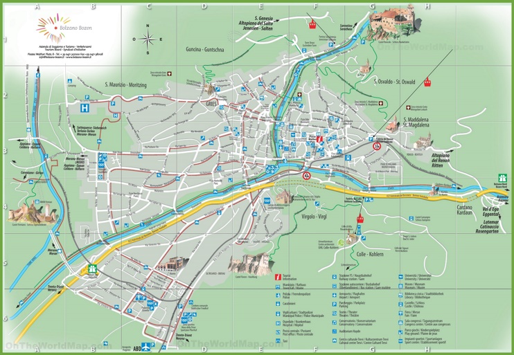 Bolzano - Mappa con punti di interesse