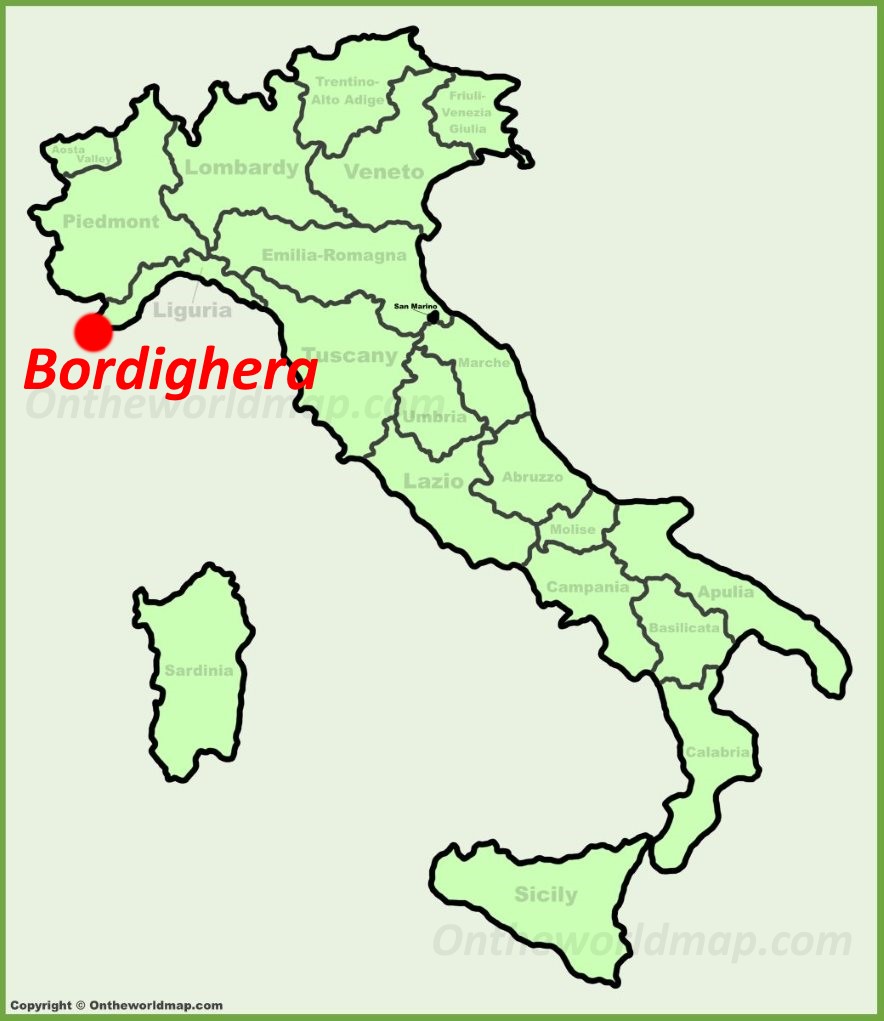 Bordighera sulla mappa dell'Italia