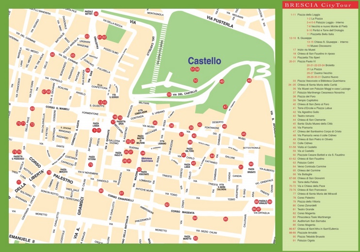 Mappa turistica di Brescia centro città