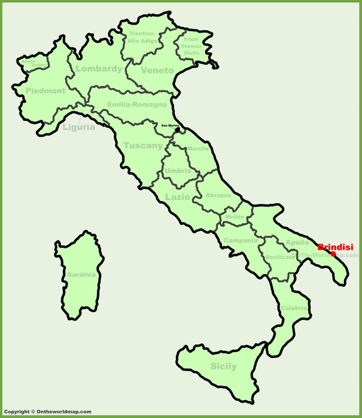 Brindisi sulla mappa dell'Italia