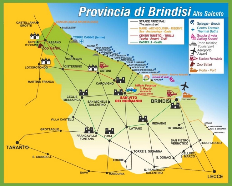 Provincia di Brindisi - Mappa Turistica
