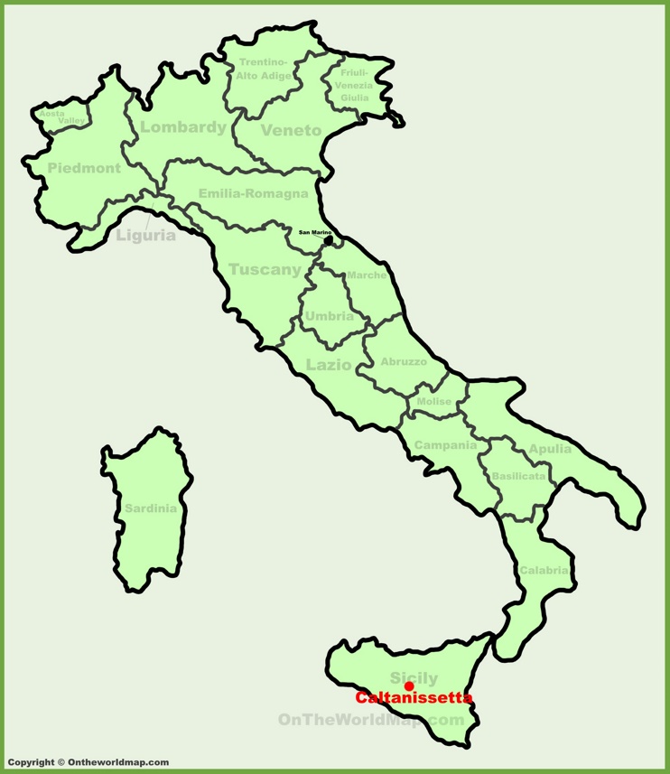 Caltanissetta sulla mappa dell'Italia