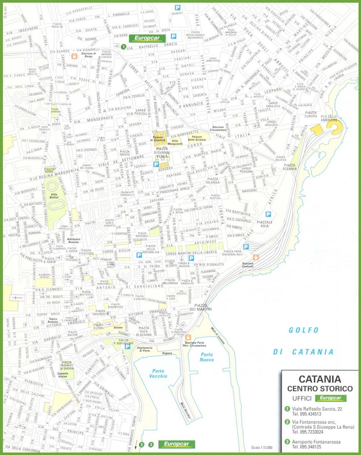 Catania - Mappa con punti di interesse