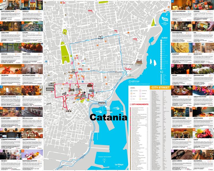 Catania - Mappa delle attrazioni turistiche