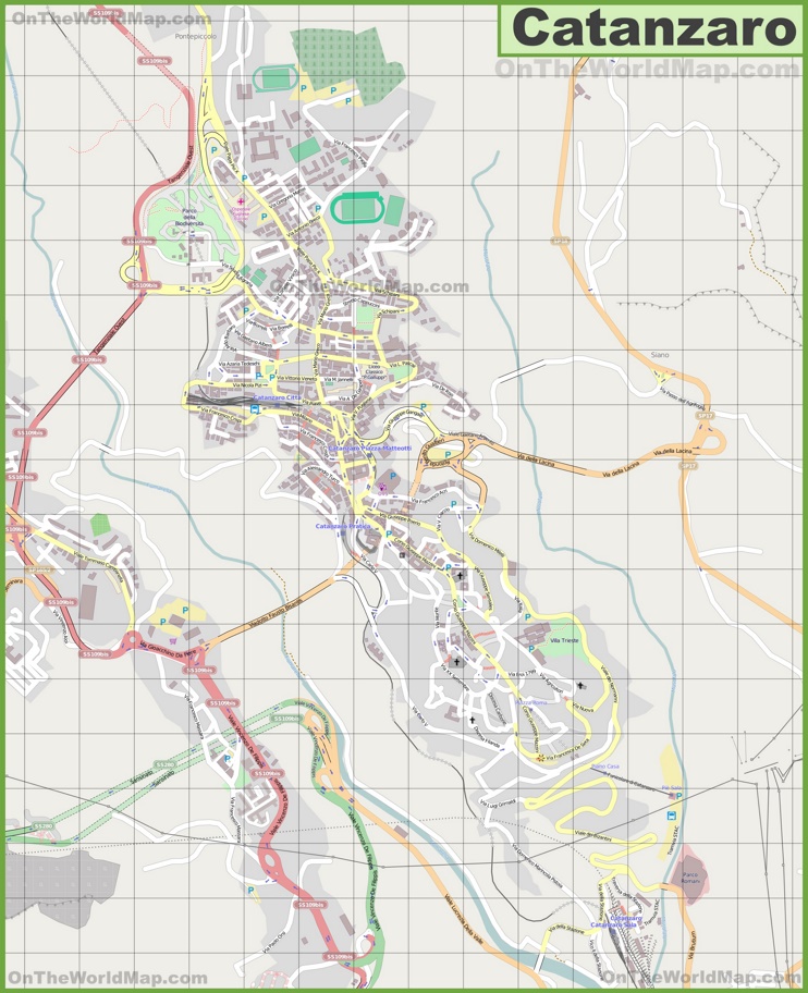 Grande mappa dettagliata di Catanzaro