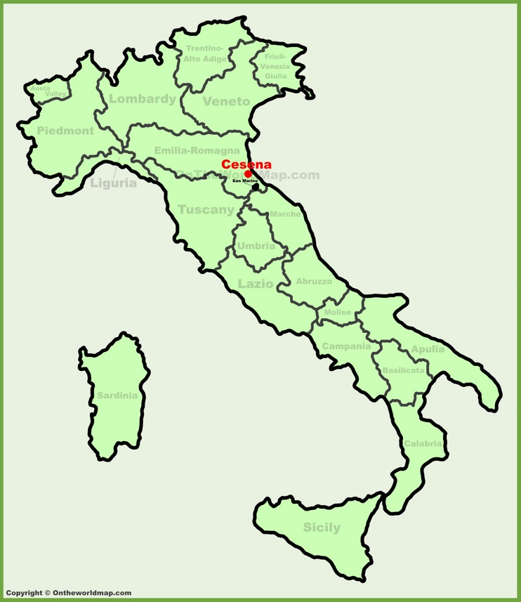 Cesena sulla mappa dell'Italia