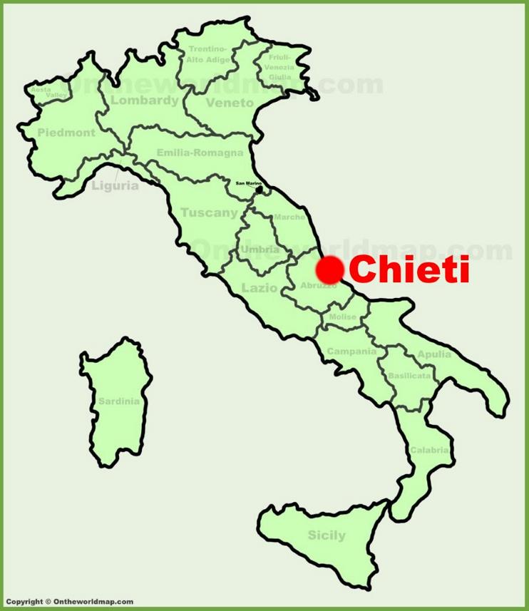 Chieti sulla mappa dell'Italia