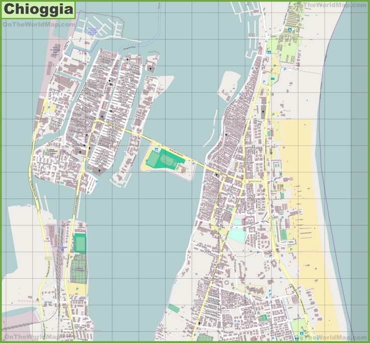 Grande mappa dettagliata di Chioggia