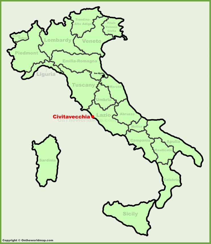 Civitavecchia sulla mappa dell'Italia
