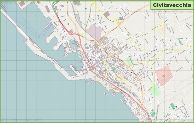 Grande mappa dettagliata di Civitavecchia