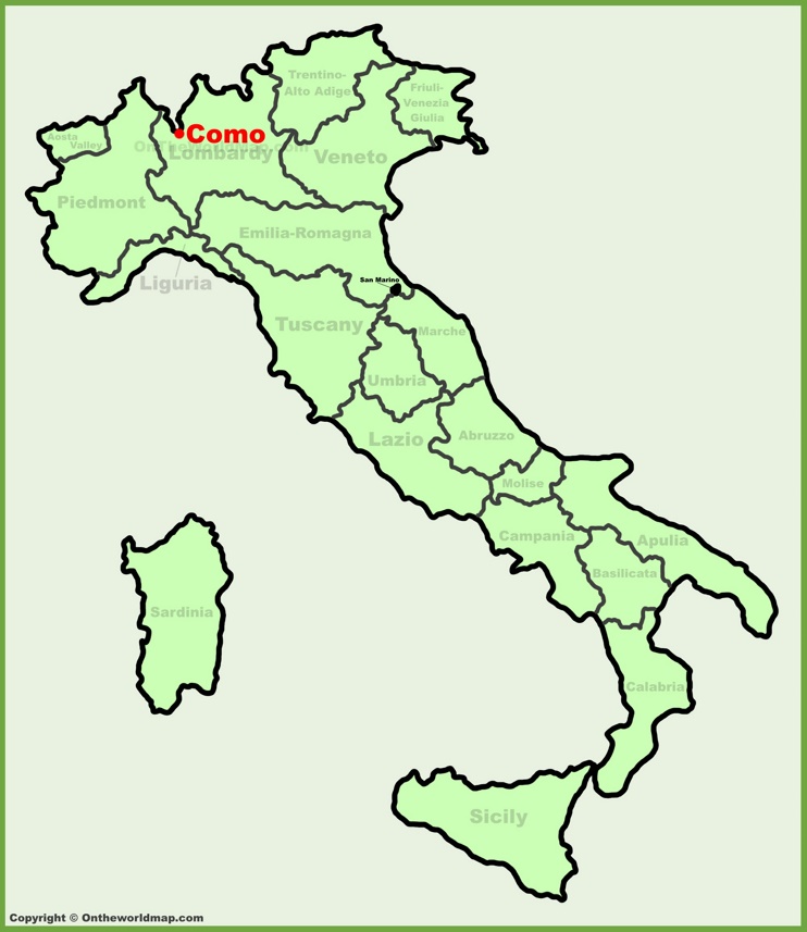 Como sulla mappa dell'Italia