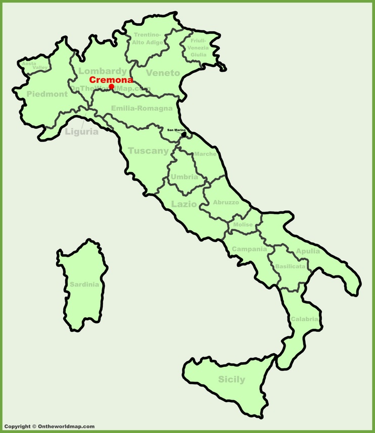 Cremona sulla mappa dell'Italia
