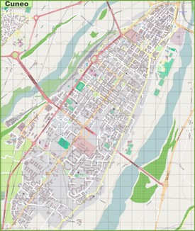 Grande mappa dettagliata di Cuneo