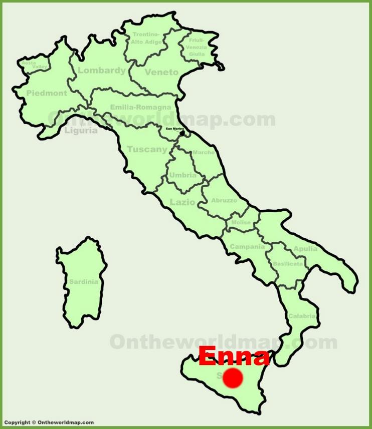 Enna sulla mappa dell'Italia