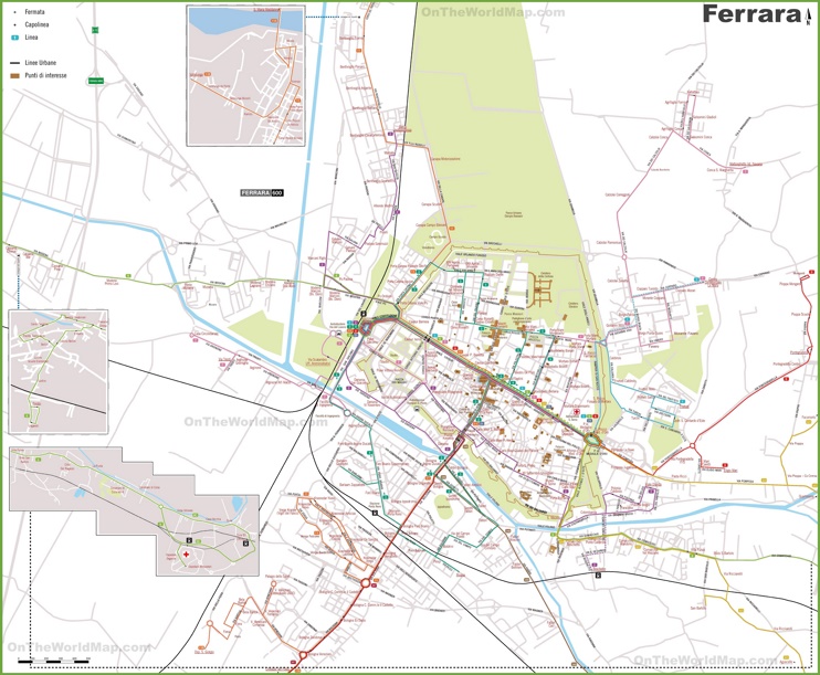 Ferrara - Mappa dei trasporti