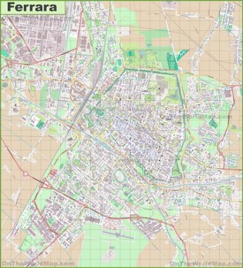 Grande mappa dettagliata di Ferrara
