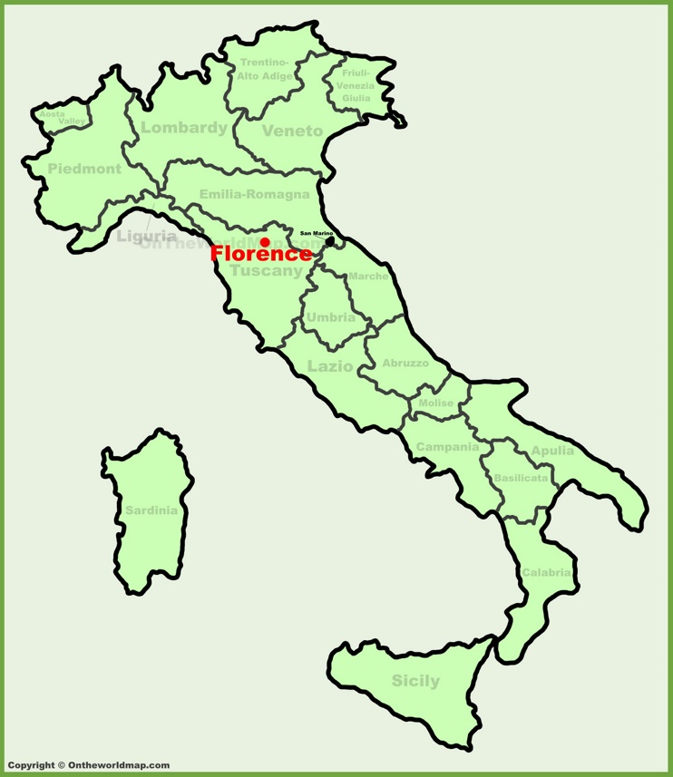 Firenze sulla mappa dell'Italia