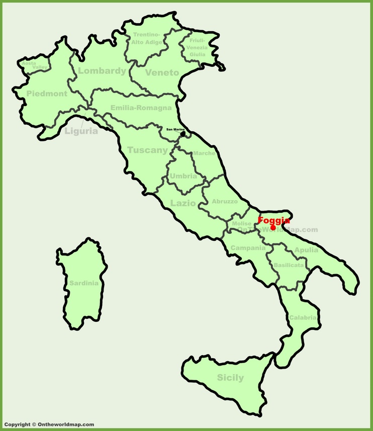 Foggia sulla mappa dell'Italia