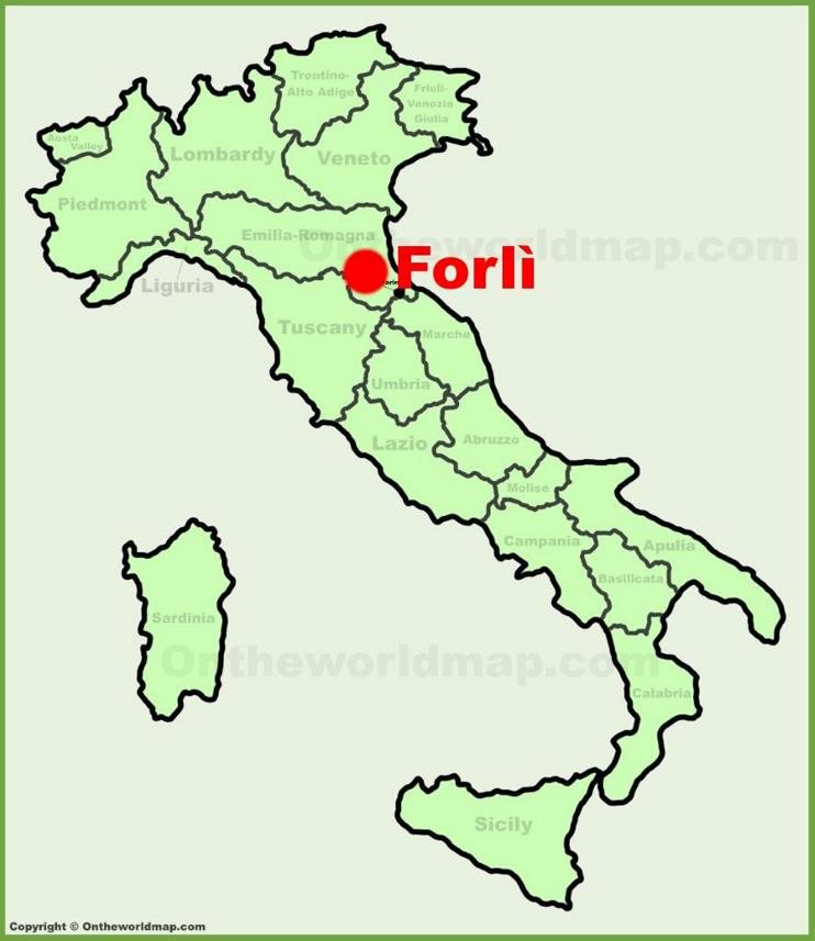 Forlì sulla mappa dell'Italia
