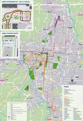Forlì - Mappa dei trasporti e delle attrazioni