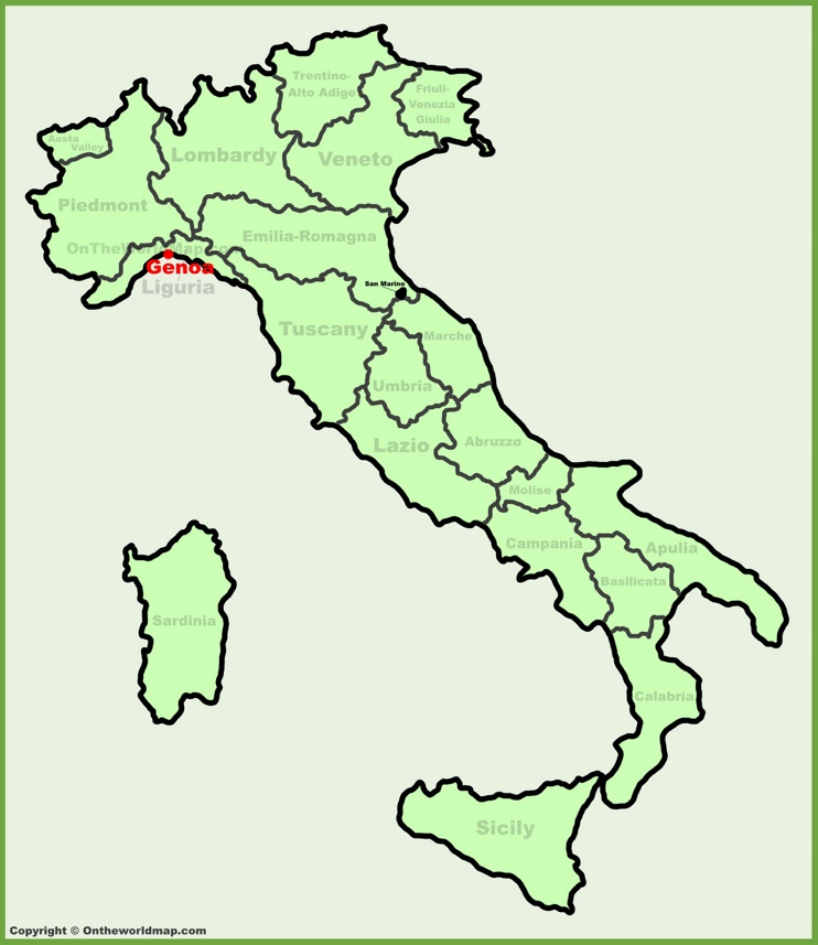 Genova sulla mappa dell'Italia