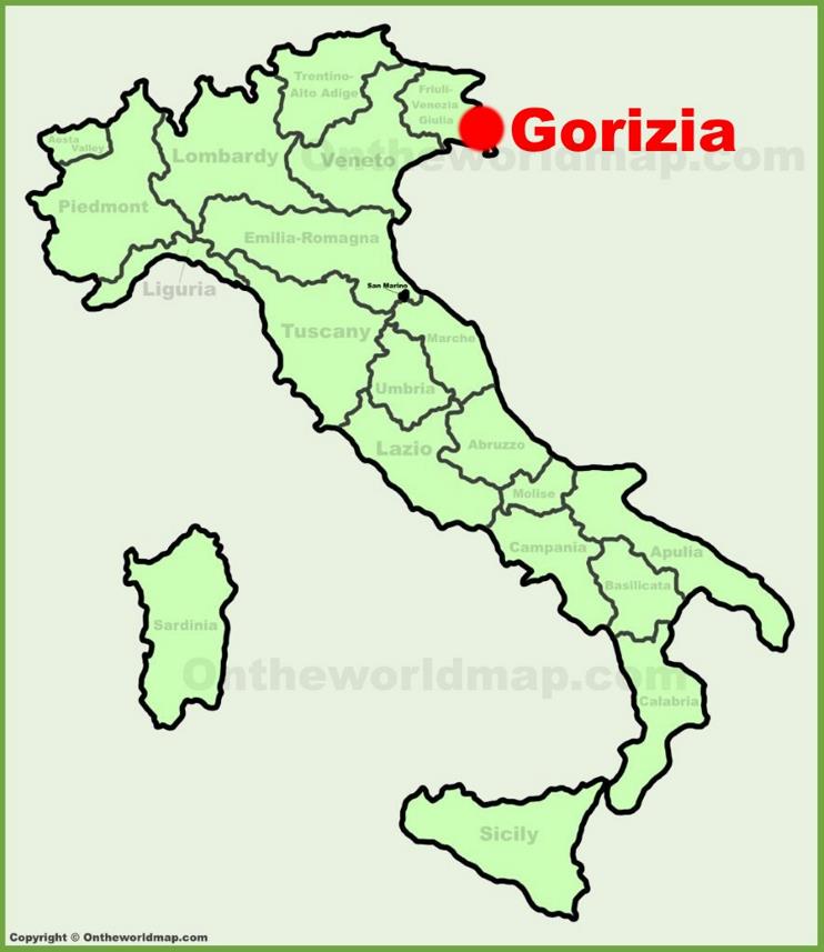 Gorizia sulla mappa dell'Italia