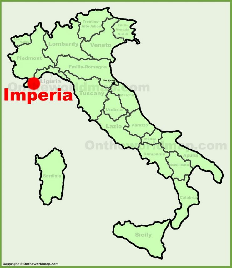 Imperia sulla mappa dell'Italia