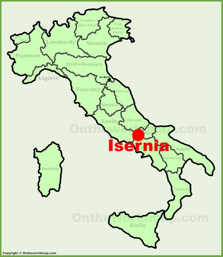 Isernia sulla mappa dell'Italia