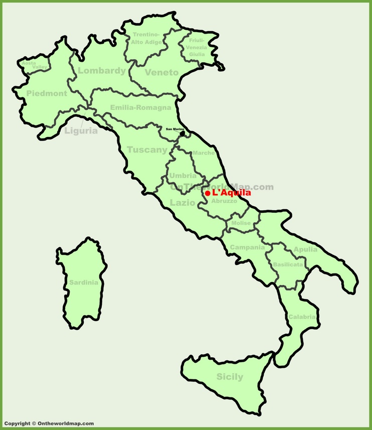L'Aquila sulla mappa dell'Italia
