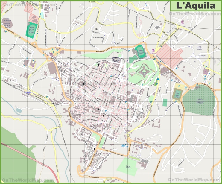 Grande mappa dettagliata di L'Aquila